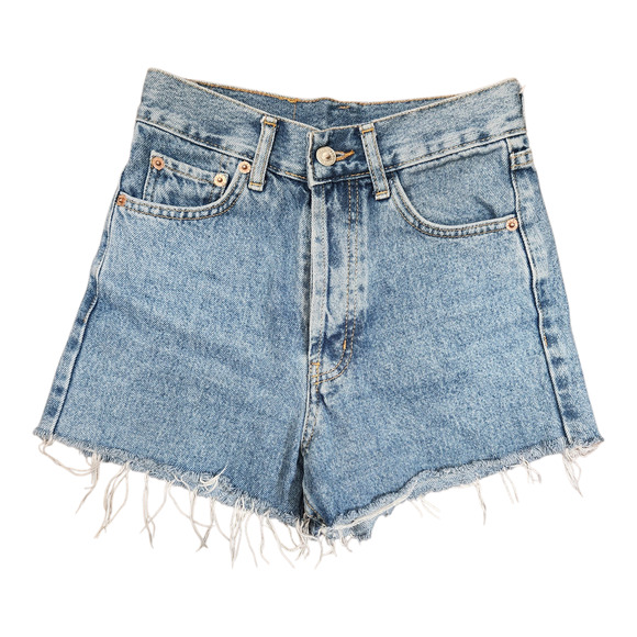 LEVI"S Jean Cut Off Shorts‎ 25 Blue Mid Wash Denim Minimalist Retro Casual - Picture 1 of 8